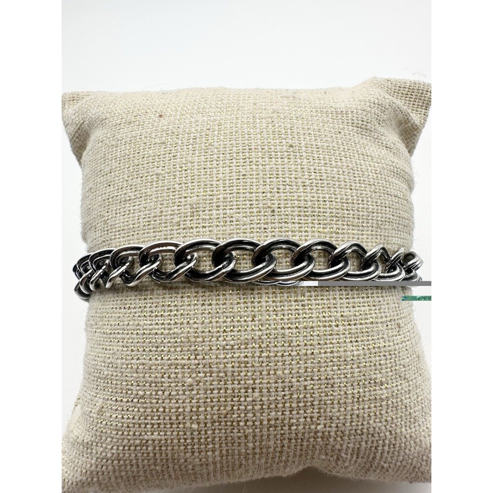 Vintage Sterling Silver Curb Chain Link Bracelet 7.25” 6mm
